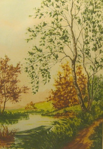 Antique Etching "The Ferry" Landscape by LOUIS RAMET Signed in Original Frame!!! - Picture 2 of 7