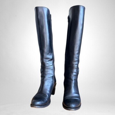 AGL Atillio Giusti Leombruni tall heeled leather riding boots 6.5 36.5 Italy