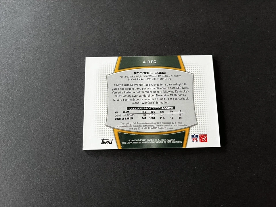 2011 Topps Finest Auto Jumbo Relics /589 Randall Cobb Rookie Card #AJR-R 🔥🔥🔥 - Image 4 of 4