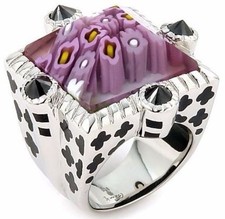 Alan K. St/Silver Ring Exquisite Collection Bevel Cut Pink Square Murano Glass