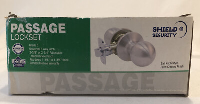 NEW Shield Security Passage Lockset-Flat Ball Knob-Satin Nickel Finish Doorknob