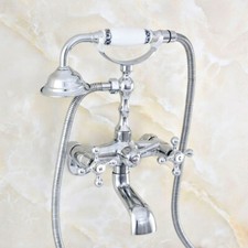 Wall-Adjusts From 3-3/8" Chrome Bath Tub Faucet with Hand Shower Tap Set 2qg418