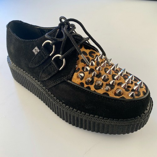 T.U.K. Size 3 A8363 $130 CAD Leopard Stud Creepers Black Suede Sneaker TUK Shoes - Bild 2 von 4