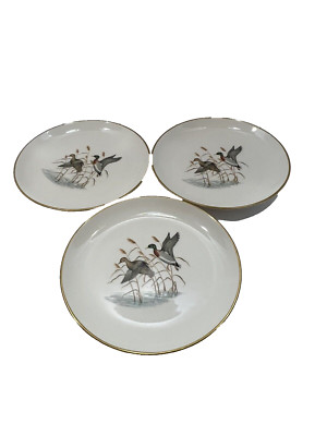 3 Ironstone Mallard Duck Game Bird Canada Goose Bread & Butter Plates 7 1/8'' USA