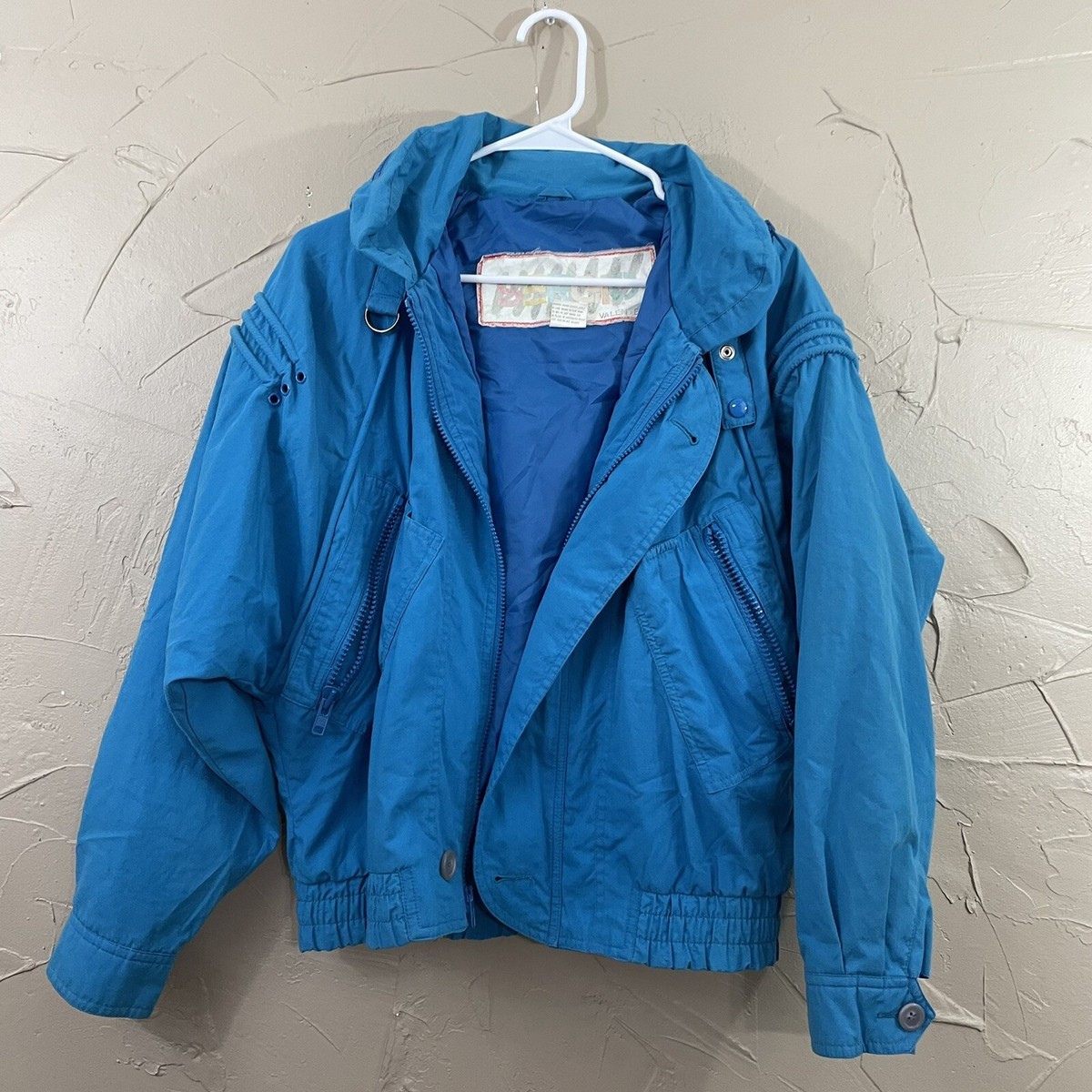 Vintage 80s SERGIO VALENTE Jacket Mens Small Blue Teal Nylon Vintage 80s SERGIO VALENTE Jacket Mens Small Blue Teal Nylon