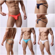 US Stock Men's Underwear Jockstrap G-string Briefs Pouch Thong Exposed Buttocks