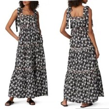 WARM Big Love Floral Tiered Tie Shoulder Maxi Dress S Retail $450 EUC