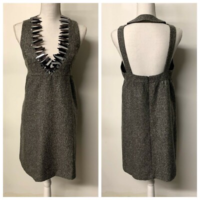 Anna Sui for Target Gray Tweed Metallic Embellished Pinafore Dress Womens  Medium | eBay