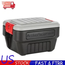 Lockable 8 Gallon Action Packer Storage Bin Box Container w/Lid Heavy Duty Black