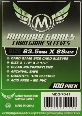 MDG7041 Mayday Games Card Game Sleeves 63.5mm x 88mm Green (100)