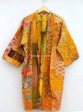 Silk patchwork handmade kantha jacket japanese kimono style kantha robe winter