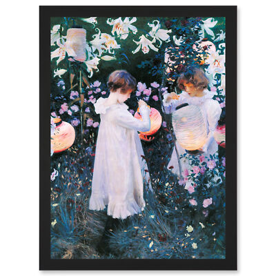 John Singer Sargent Nelke Lilie Rose Gemälde A4 gerahmt Wandbild Kunstdruck