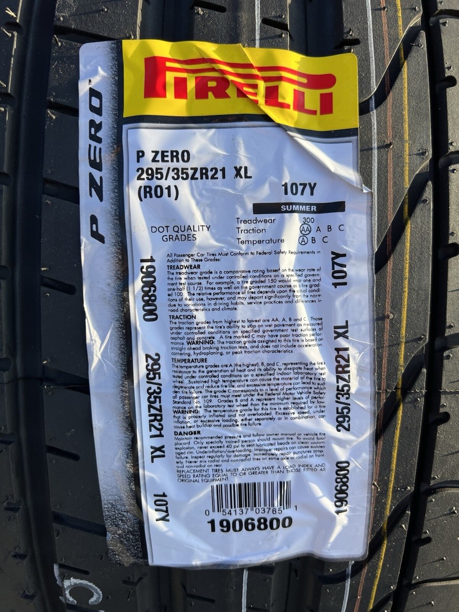 Set of FOUR BRAND NEW 295/35ZR21 107Y Pirelli P Zero R01 Audi