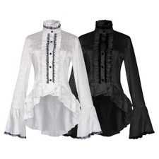 Hot Women Medieval Shirt Victorian Gothic Steampunk Top Cosplay Uniform Party