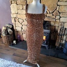 Miss Ord STUNNING Bronze Sequin Midi Dress XL (UK 12-14) BNWT RRP £65