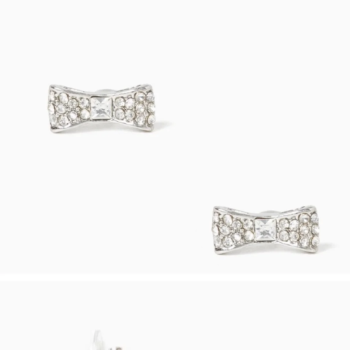 Kate Spade New York Ready Set Bow Stud Earrings Silver - Afbeelding 1 van 6
