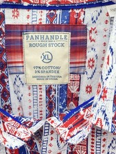 Panhandle Rough Stock Men's Western Patterned Shirt With Pearl Snaps Size XL