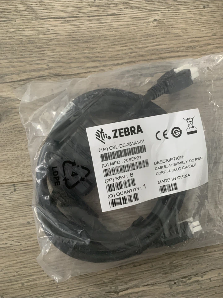 Zebra 4 Slot Cradle Assembly Genuine DC Power Cord Cable CBL-DC-381A1-01 - Image 3 of 4