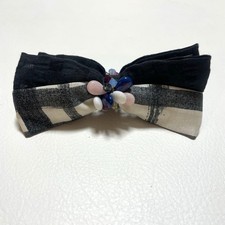Complex Biz Navy Ribbon Check Banana Clip with Stone Jewelry Accessory