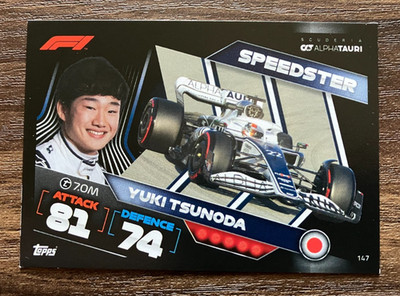 Yuki Tsunoda #147 AlphaTauri - 2022 Topps Turbo Attax Formula 1 F1 Card - CLEAN
