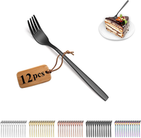 Schwarz Kuchengabeln 12 StüCk, Titanschwarz Beschichtet Edelstahl Dessertgabeln,