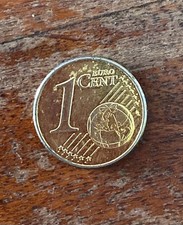 Moneta da 1 centesimo Tedesca RARA. Errore Di Conio, Coniata con metallo oro