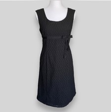 Ann Taylor Black Eyelet Sleeveless Dress A-line Sheath Empire Cotton Blend Sz 6