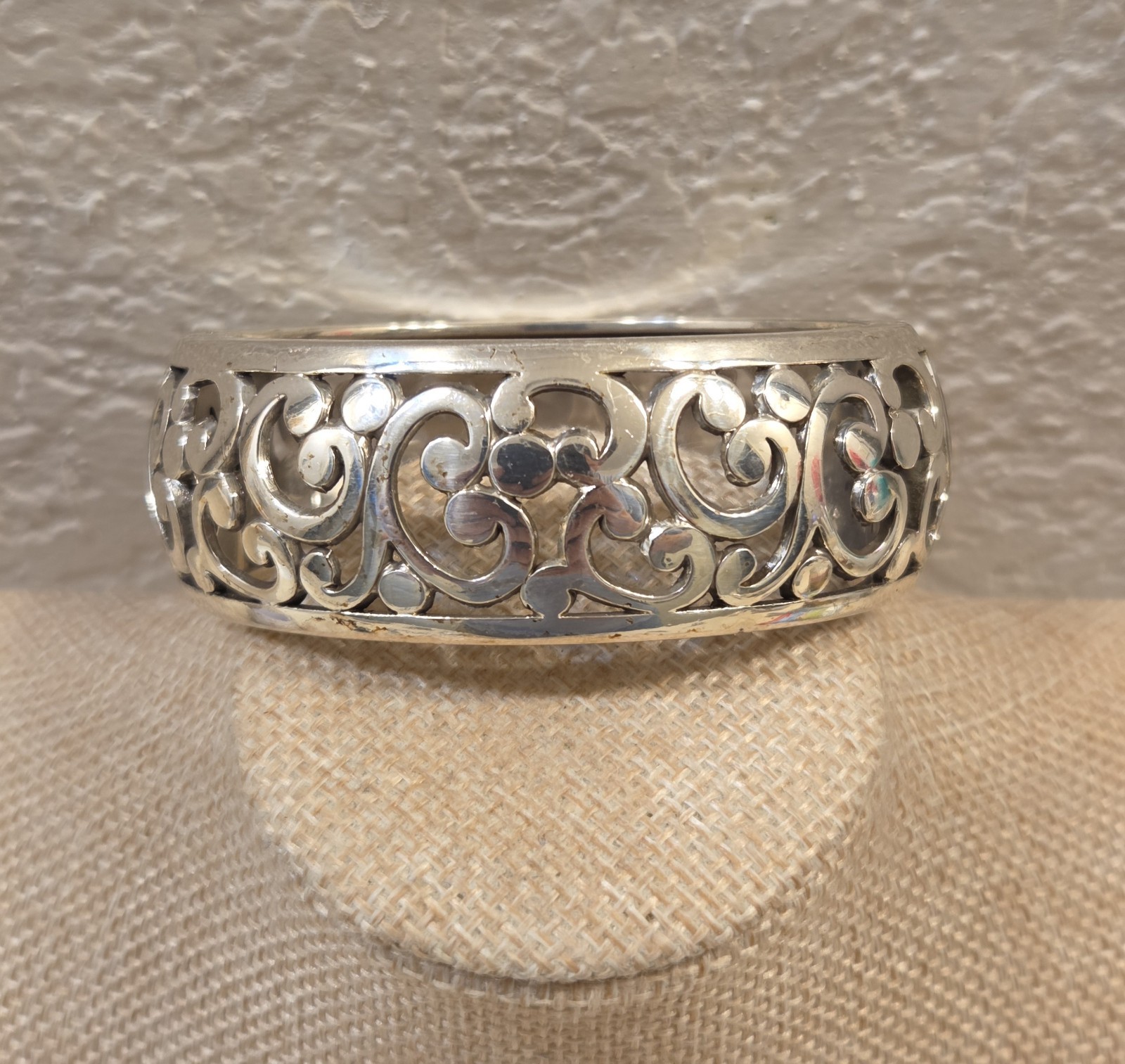 Brighton Hinged Scroll Work Wide Bangle Bracelet … - image 2