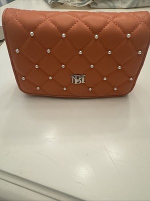 Bradley Mischka Orange Crossbody Purse with Pearl Accents NWT