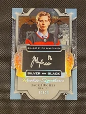 2019-20 Black Diamond Jack Hughes Silver On Black Rookie Signatures Silver /25