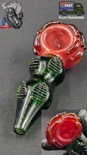 4.5" Tobacco Smoking Pipe Bowl Glass Hand Pipe Red Flower