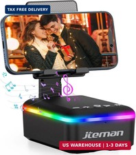 JTEMAN Gifts for Men Women,Cell Phone Stand with Bluetooth Speaker,LED Light,and