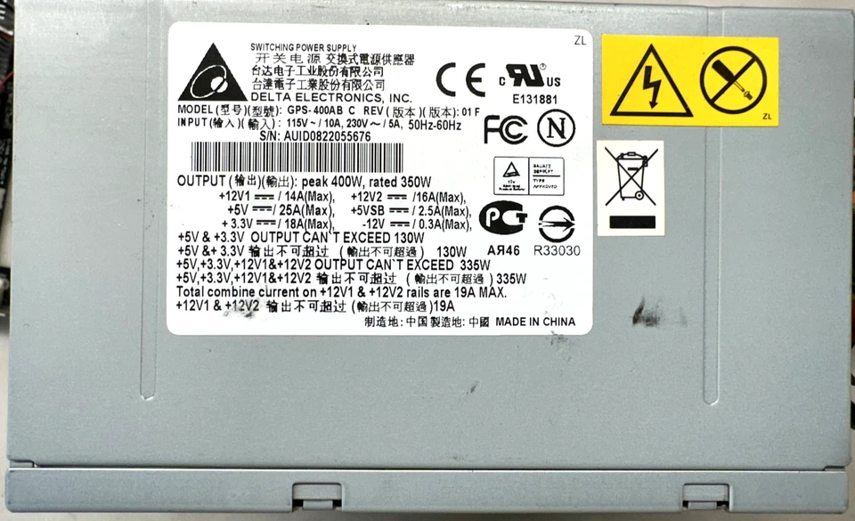 ALIMENTATORE ATX DELTA ELECTRONICS GPS-400AB 400W (5208N) - Immagine 2 di 3