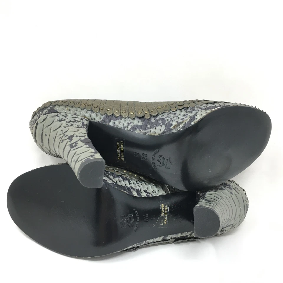 NEW Isabella Fiore Pump Heels Shoes Womens Size 8.5 Gunmetal Gray Black Snake - Image 2 of 4