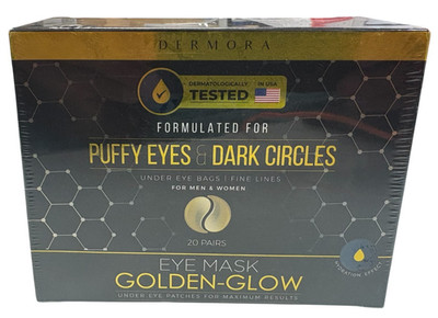 Dermora Under Eye Patches Eye Mask Golden-Glow Puffy Eyes Dark Circles 20 Pairs