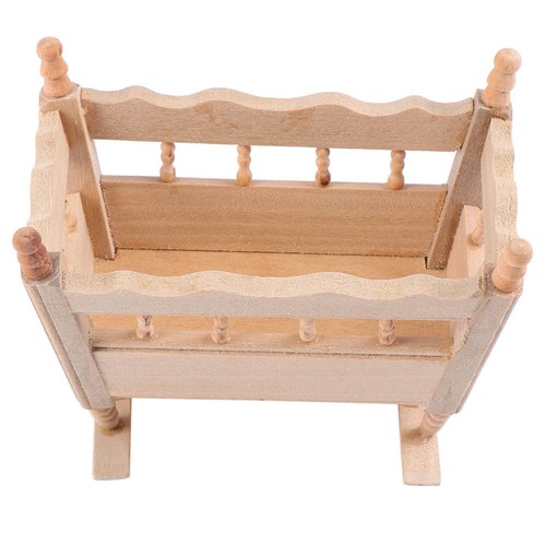 Wooden Cradle Bed Model Baby Miniature Dresser Dollhouse Accessories Realistic - 第 2/12 張圖片