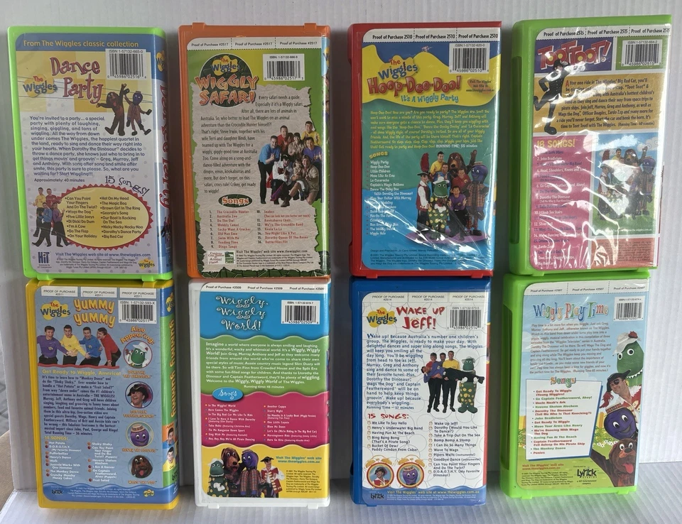 8 Vtg Wiggles Vhs Clam Shell Yummy, Dance Party,Wiggly Safari,World,Hoop Nice! - Image 2 of 4