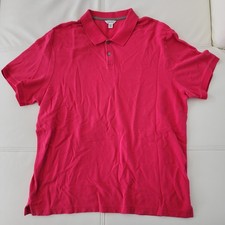 Calvin Klein Men's Pink Solid Short Sleeve Collared Polo Shirt Logo XL