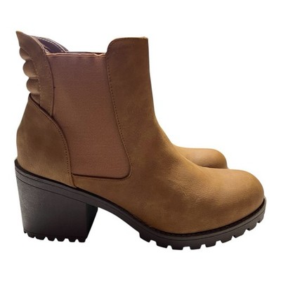 Dirty Laundry Ankle Boots 10 Tan Women Brown Lug Sole Block Heel Fashion Booties