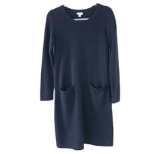 J. Jill Wool Cashmere Sweater Dress Black XS Pockets Knee Length So Soft XSMALL