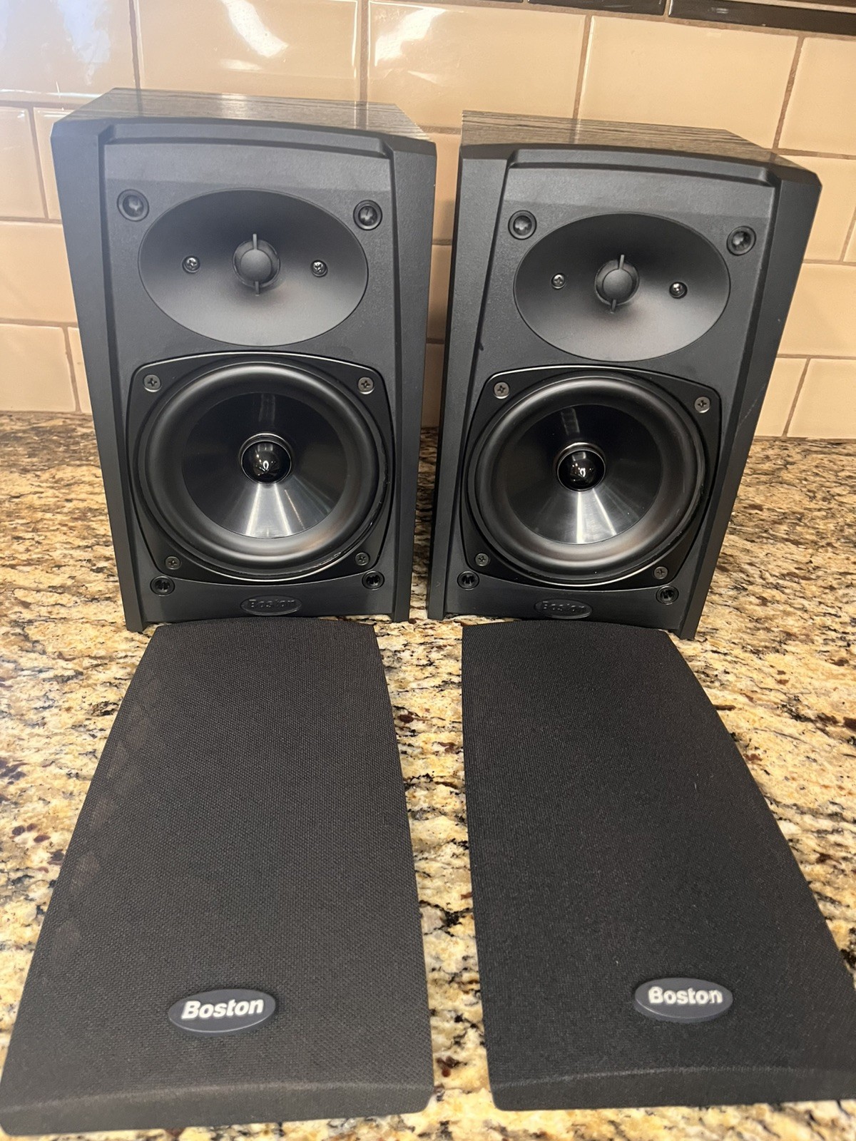 Boston Acoustics CR65 Magnetic Shielding 8 Ohms Speakers Pair Black Tested&Works