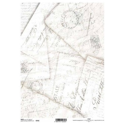 ITD Reispapier Decoupage Bastelpapier, Serviertentechnik, alte Briefe R0743
