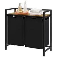 Lifewit Laundry Basket with 2 Compartments and Double Pull Out Bags Black 95L