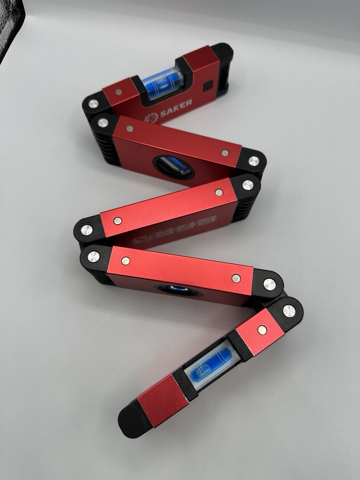 Saker 28" Multi-Functional Foldable Level Red Aluminum Measuring Tool