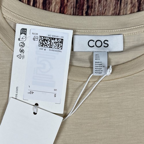 COS Relaxed Fit Floaty Tencel T-Shirt Beige Tunic Women’s Size Large NWT New - Picture 5 of 13