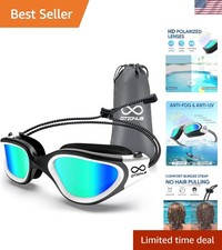 Swim Goggles, Polarized Adult Swimming Goggles Bungee Strap No Hair Pulling A...