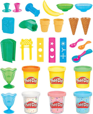Play Doh Kitchen Creations Ice Cream Party Set with 22 Tools & 6 Colors, 2-Ounce