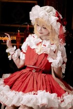 TouHou Project Flandre Scarlet Cosplay Costume Red Women Girl Maid Dress Outfit