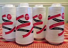 Serge-Well Serger Thread Lot of 4 Cones White 3000 Yards Each Polyester