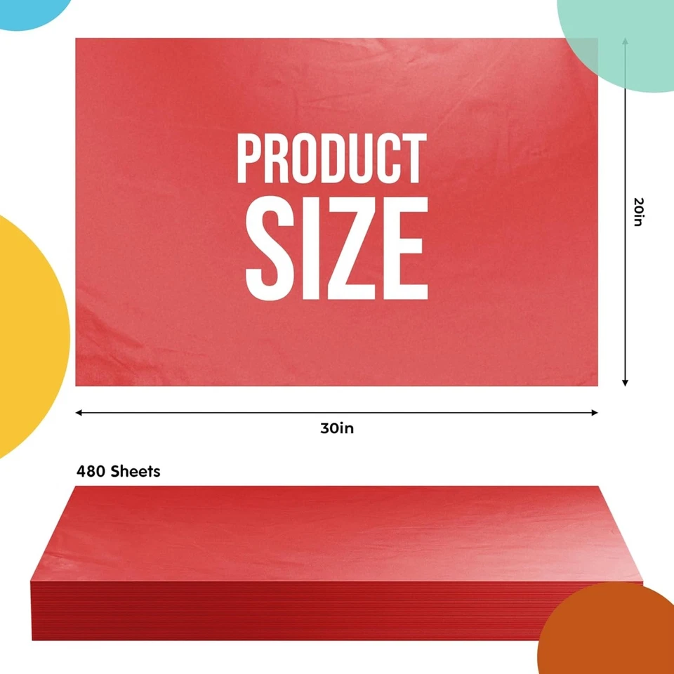 Red Gift Bag Paper - 480 Sheets - Bulk Packing Supplies - Image 4 of 4